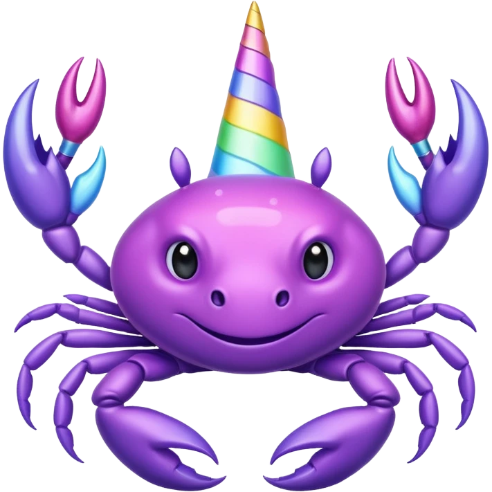 a purple crab with a unicorn horn emoji