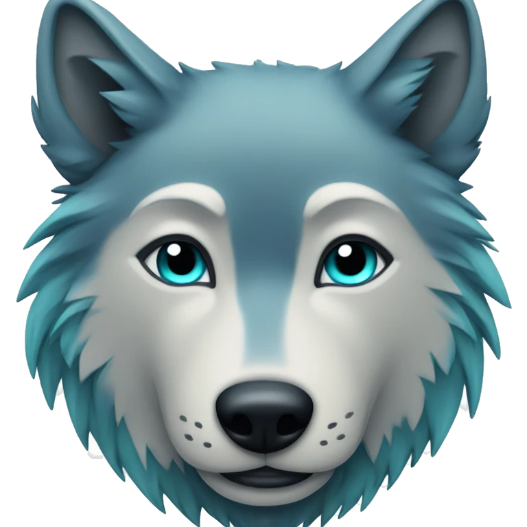 Wolf with Dark Blue fur and Aqua highlights emoji