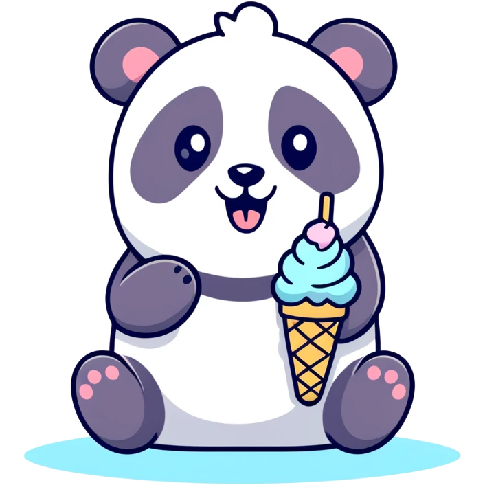 Panda eating ice cream emoji