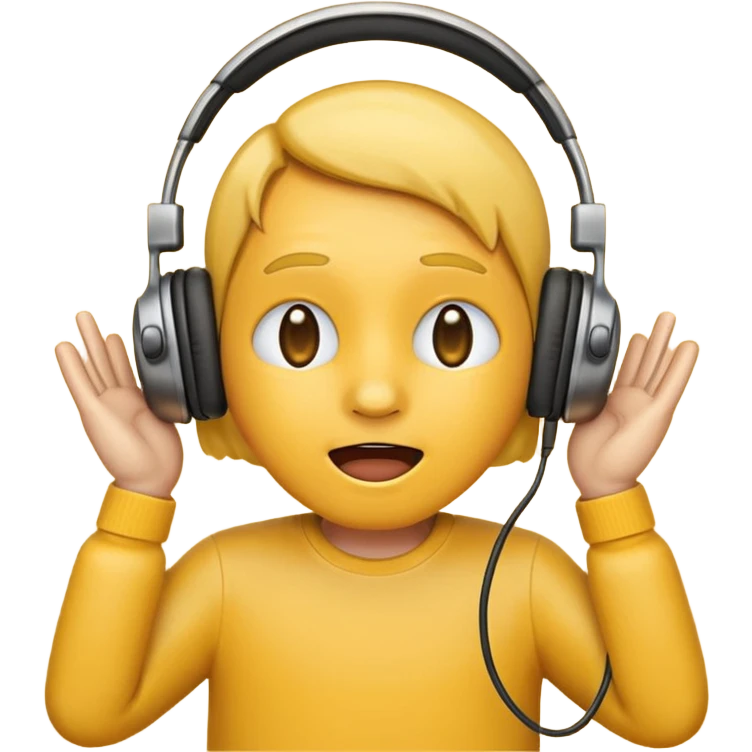 Emotion emoji with a whistling face wearing headphones emoji