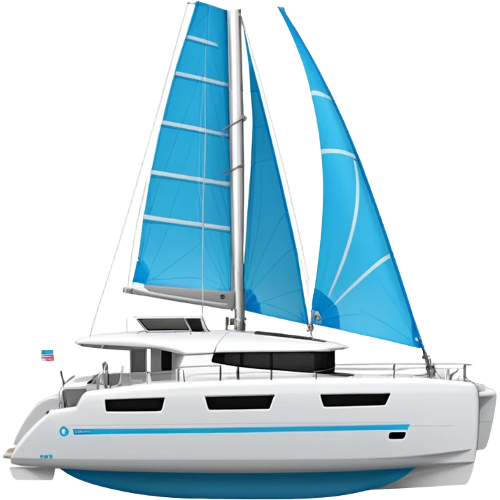 A lagoon 42 catamaran with no wording or letters on the boat. In a solid white background. The whole boat is in frame emoji