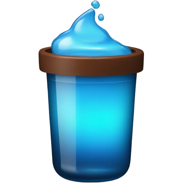Small glass with brown lid on top blue glowy liquid inside emoji