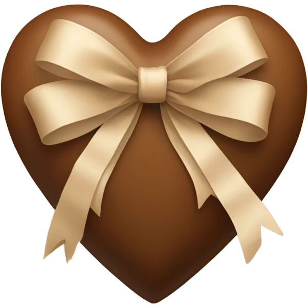 brown heart with beige bow emoji