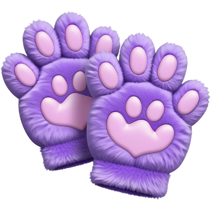 Pastel purple fuzzy cozy furry cat paw gloves  emoji