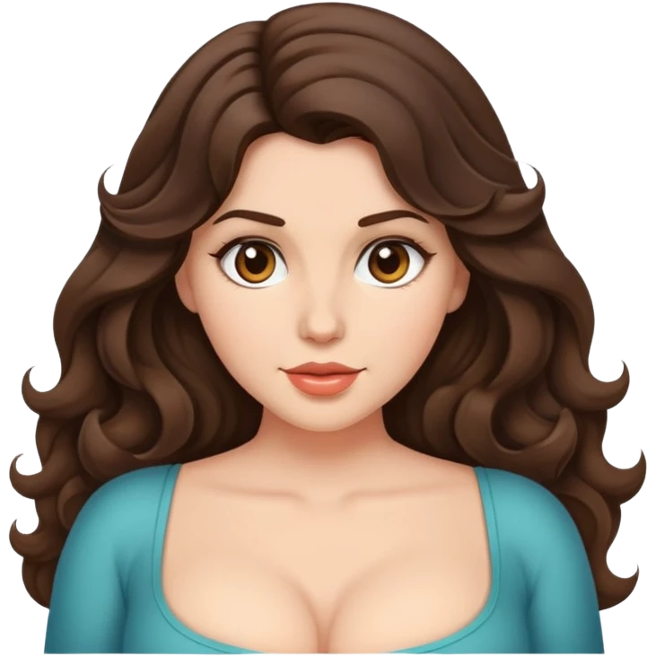 Brunette with big breast and medium wavy hair emoji