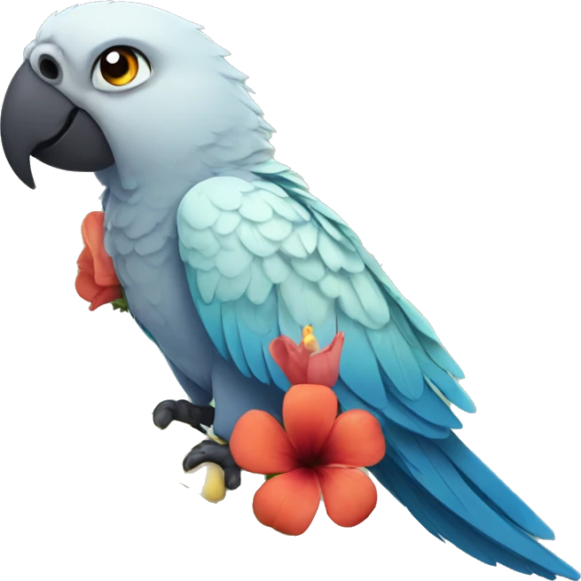 parrot with a flower emoji