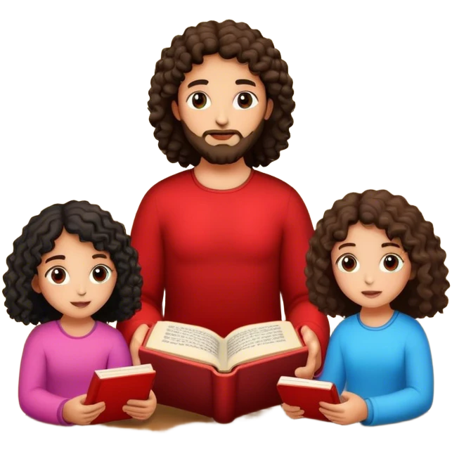 Devotional Christ with 2 girls black curly in house reading emoji