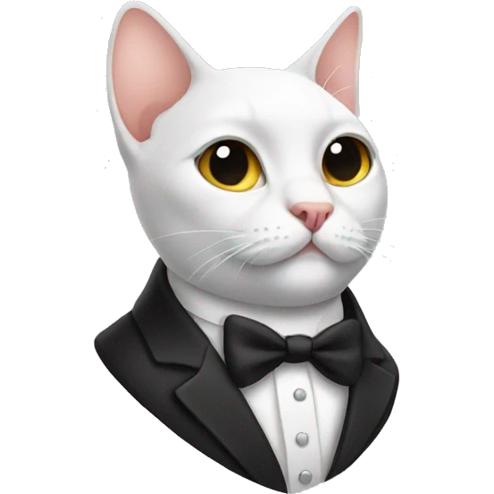 Bald cat in tuxedo emoji