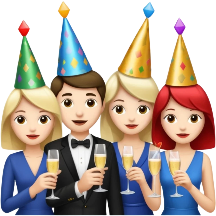 A dense crowd of mostly white adults at an afterwork party emoji