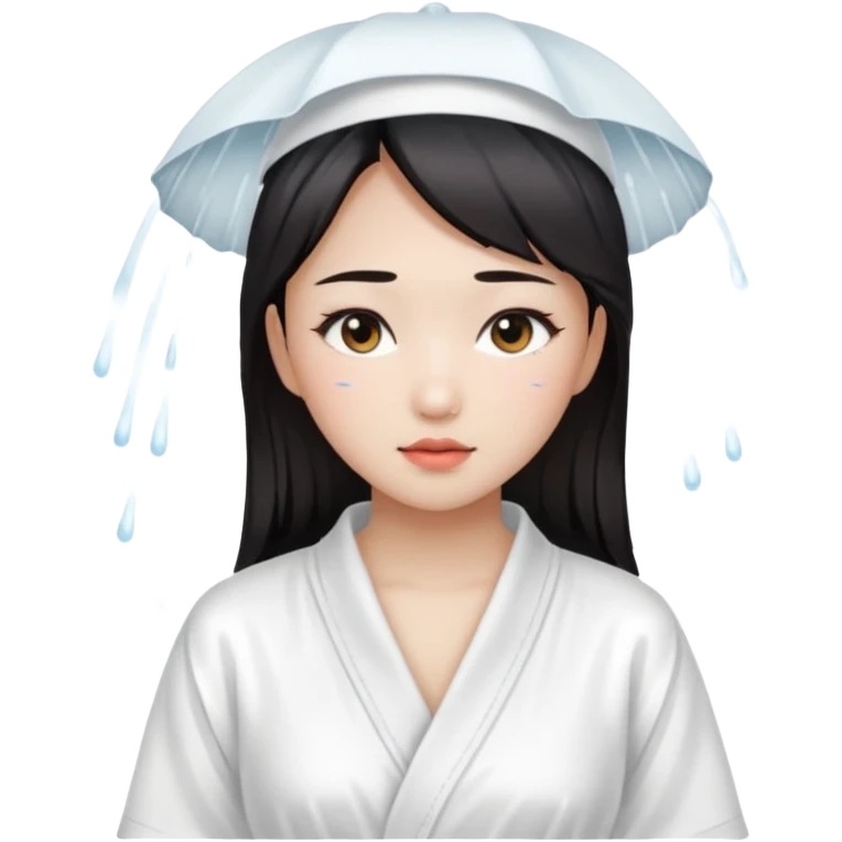 girl aesthetic emoji, asian beautiful make up white shower clothes emoji