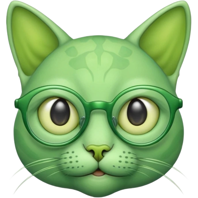 green alien cat with no fur, and spectacles emoji