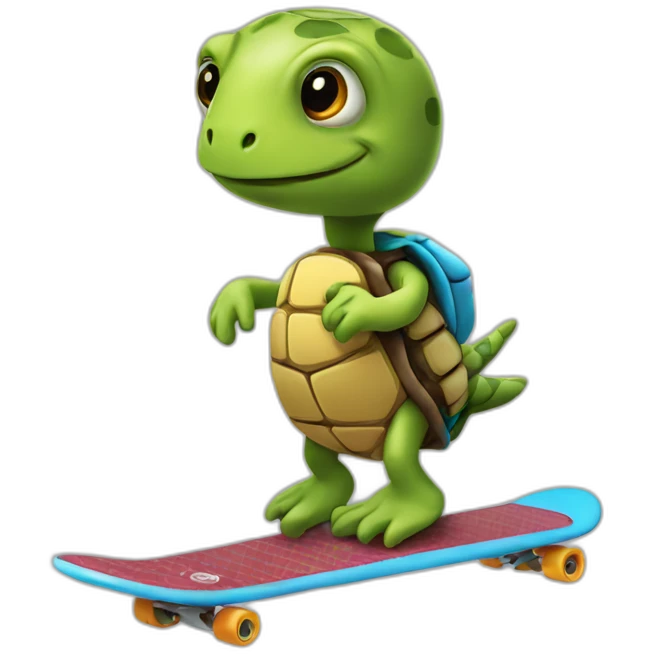 Turte riding a scateboard emoji