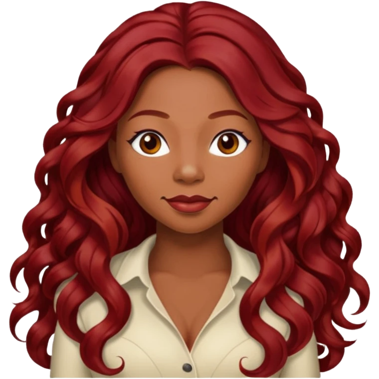 LaTavia Robeson with long dark red hair emoji