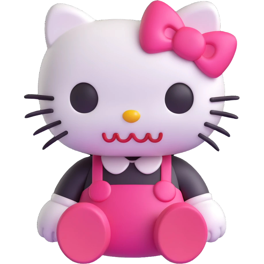Hello Kitty with a horror face, unsettling expression emoji