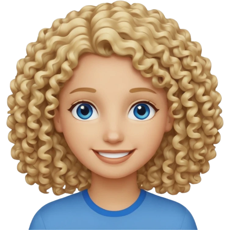 Curly blond blue eyes. Long hair cool beige blond emoji