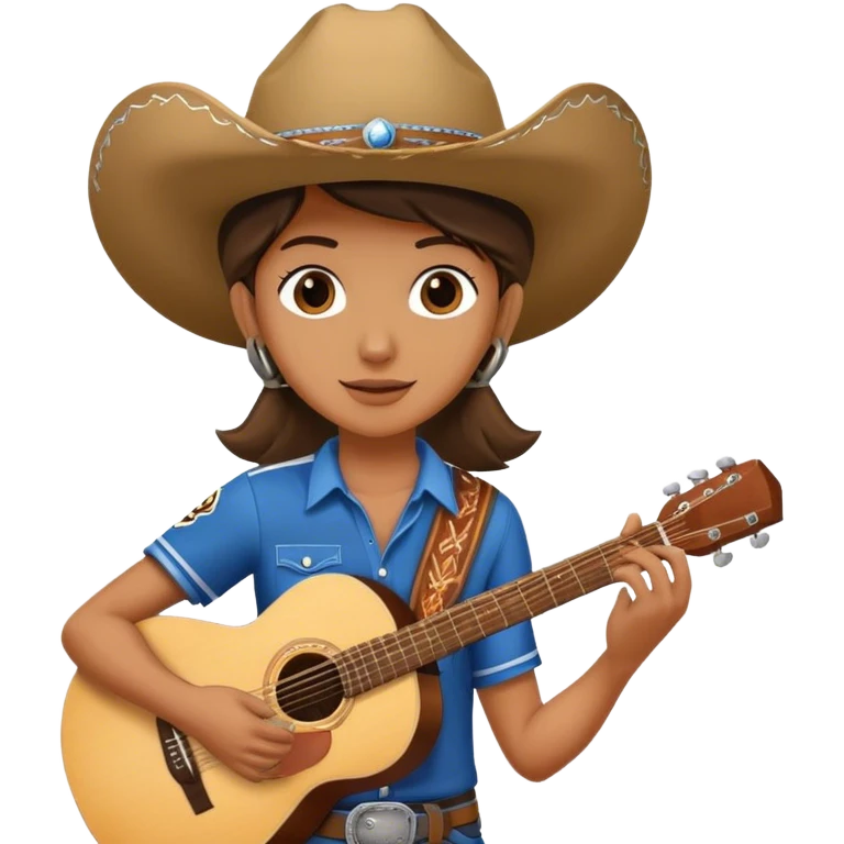 A country music singer, holding a guitar and a soccer ball wearing a cowboy hat emoji