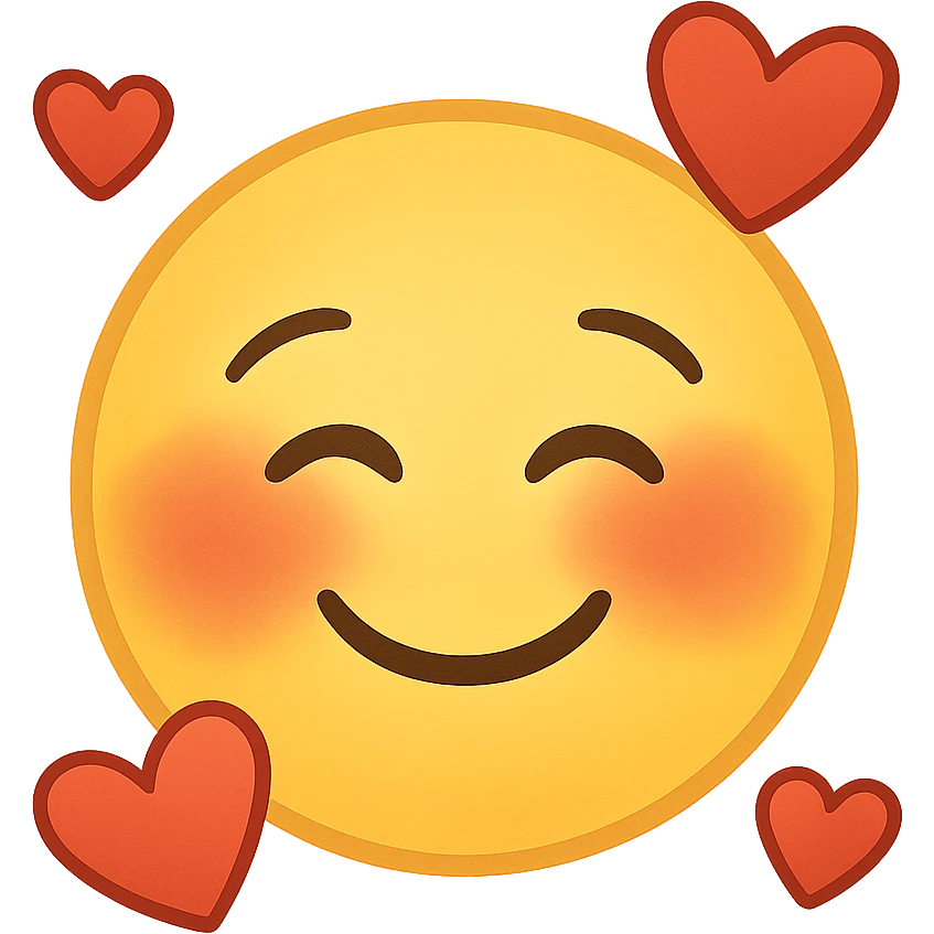  Smiley face blushing with hearts, remove background emoji