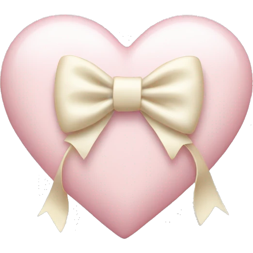 light pink heart with cream bow emoji