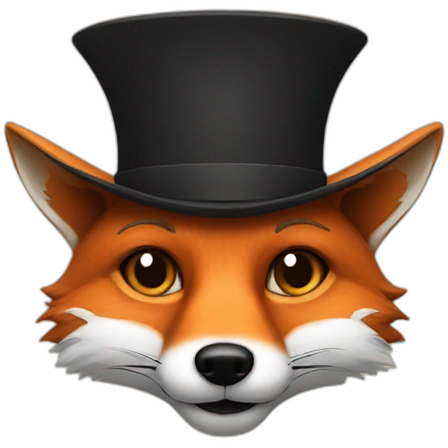 fox face with hat and with big black human moustache emoji