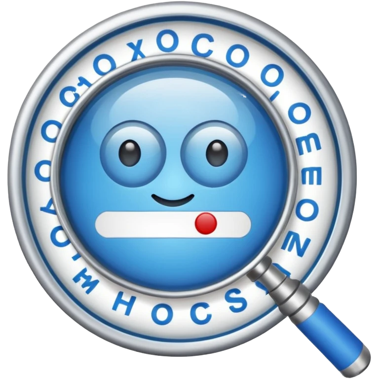  lente di ingrandimento foglio con scritte a risposte multiple blu senza faccia emoji