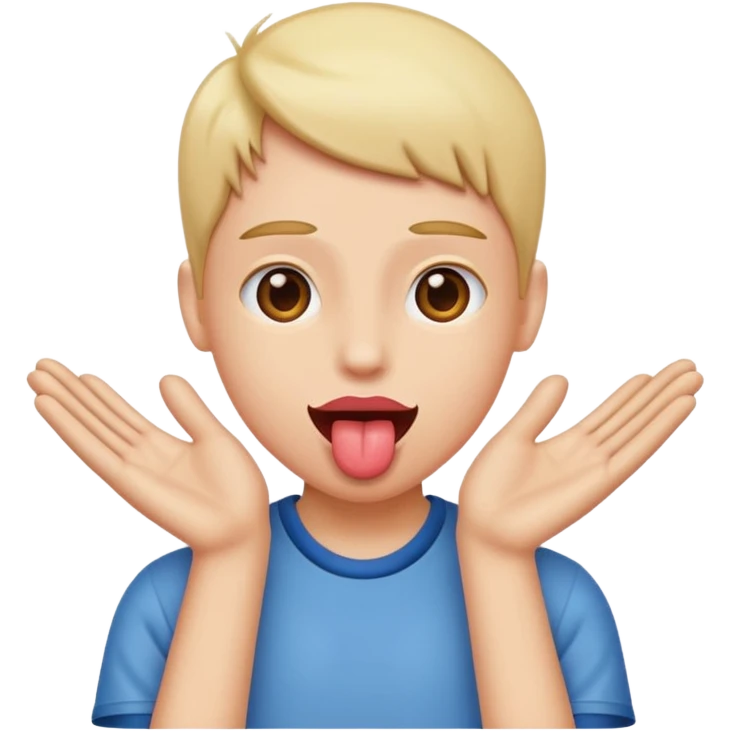 tongue out with hands to the side ￼ emoji