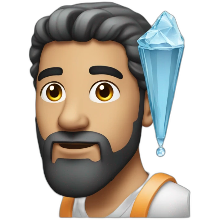 Arab man with a diamond earring with a gradient like haircut and a bucket of water in his left hand emoji