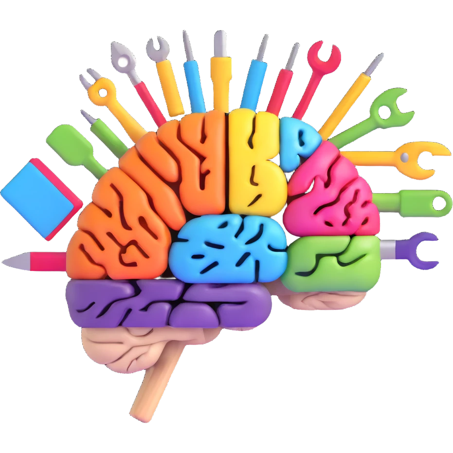 colorful brain with tools inside emoji