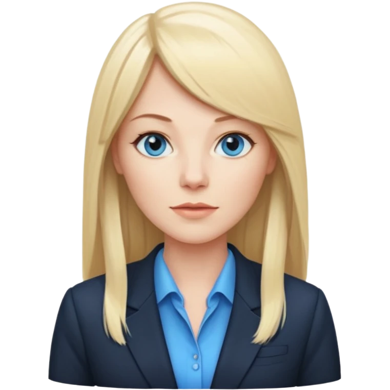 40 yr old white woman, pale skin, long straight blond hair parted in center, blue eyes, bangs, dress clothes for work emoji