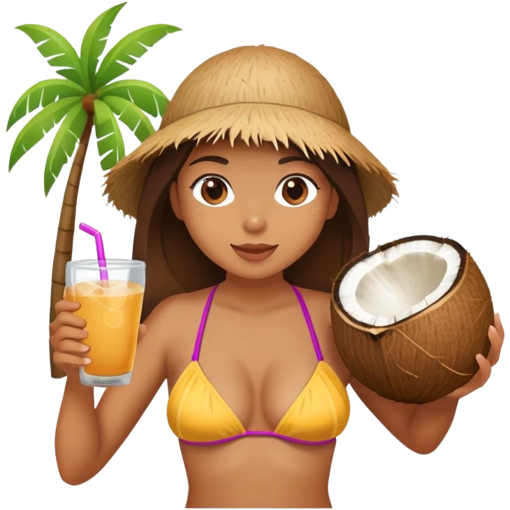 can u generate a imagine of a girl laying down in a bikini drinking out of a coconut  emoji
