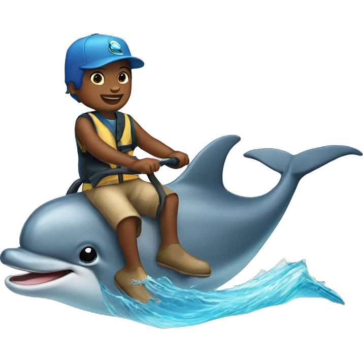 A dolphin riding a  emoji