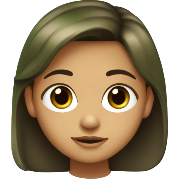 Niña de 14 años con pelo muy largo castaño oscuro y rizado, con ojos color verde y marrón emoji