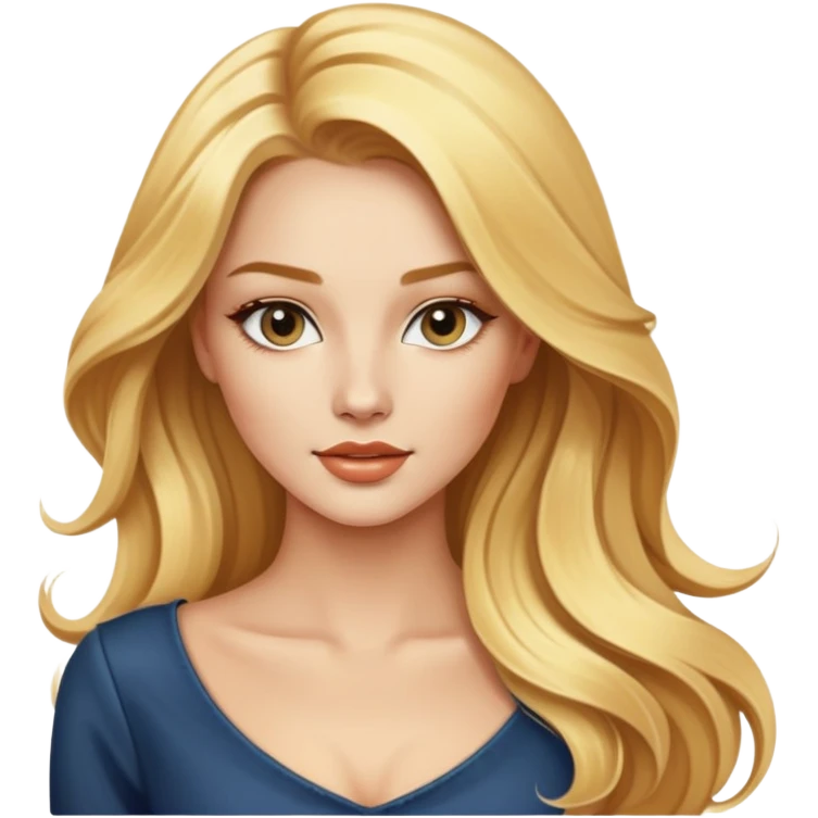 Beautiful blonde Western female fashion model with flowing golden hair, elegant features, stylish outfit emoji