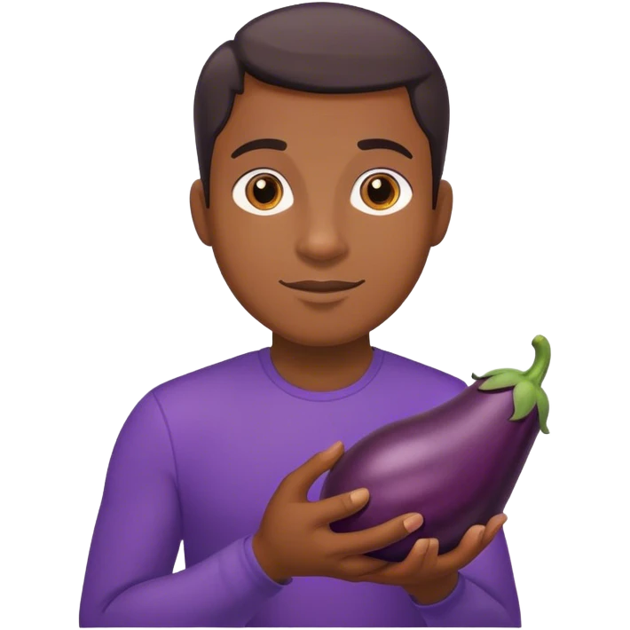 Black guy holding eggplant emoji