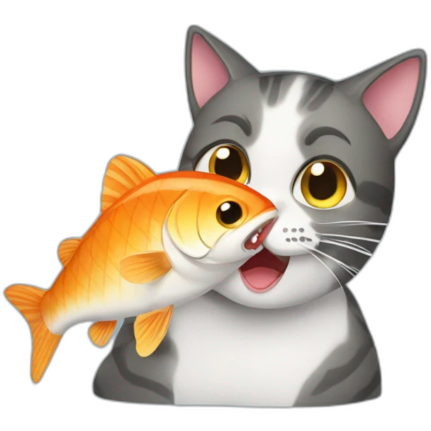 cat eating a fish emoji