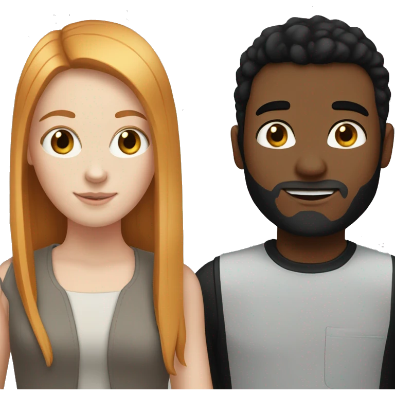 White girl with black hair and ginger boy emoji