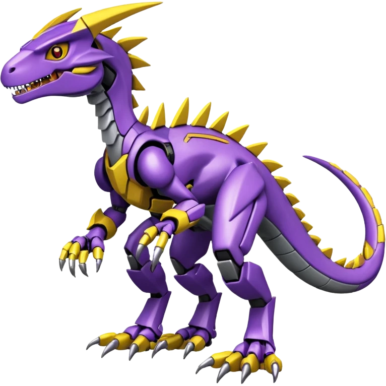 Cool Edgy Purple Yellow Digimon-Fakemon-Guilmon-Velociraptor-Dragon-Mecha full body emoji