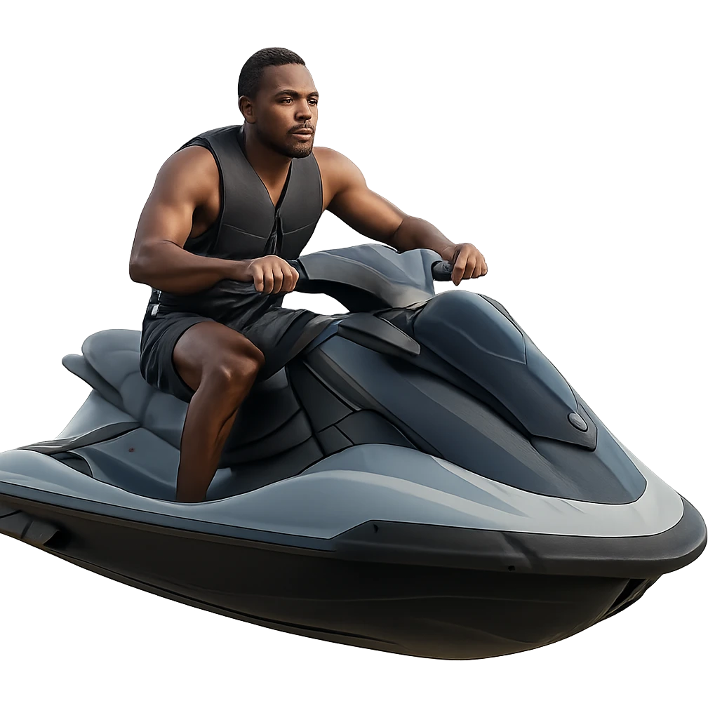 black man on a jet ski emoji
