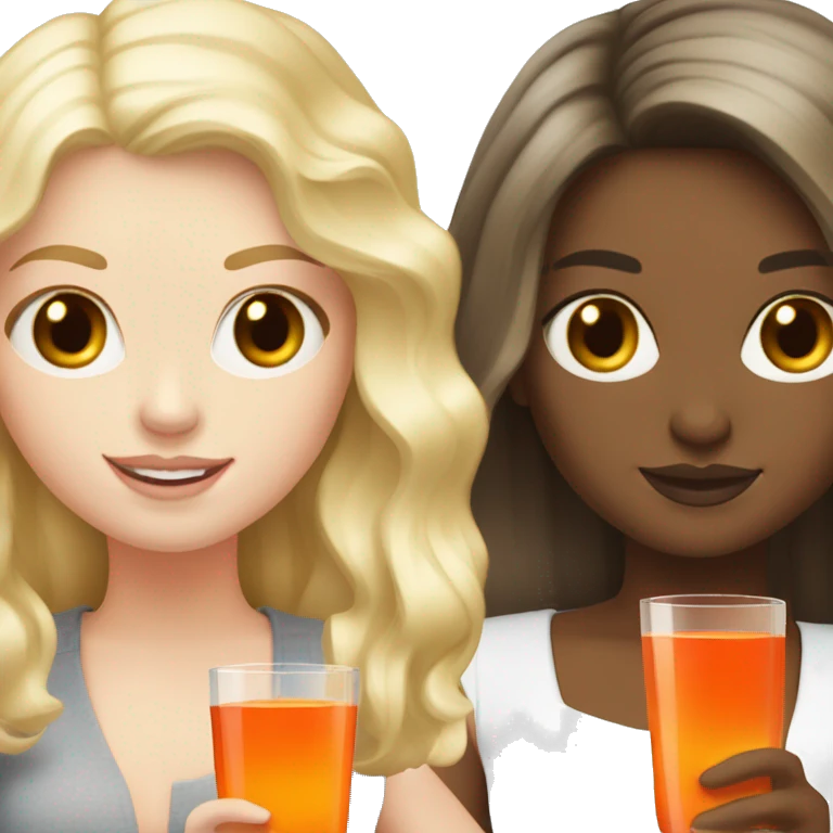 Two pale skin Girls  with aperol one brunette hair one blonde hair  emoji