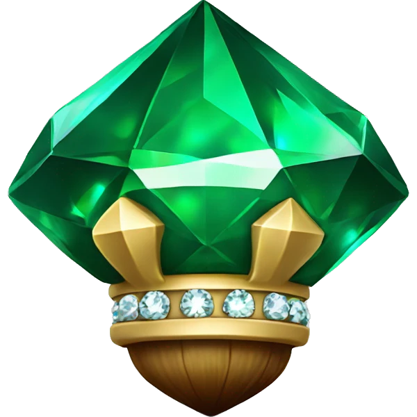 sparkling emerald Acorn like diamond emoji