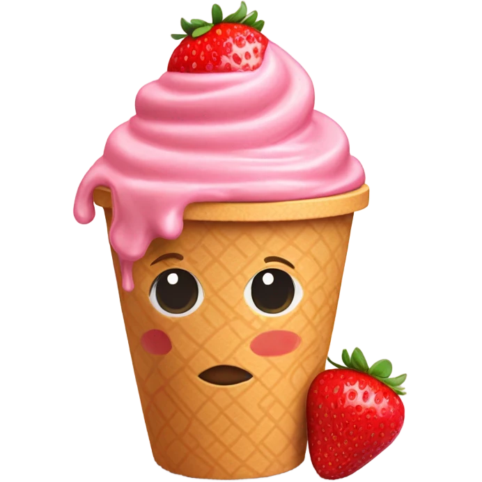 ice cream strawberry in cup with strawberry emoji
