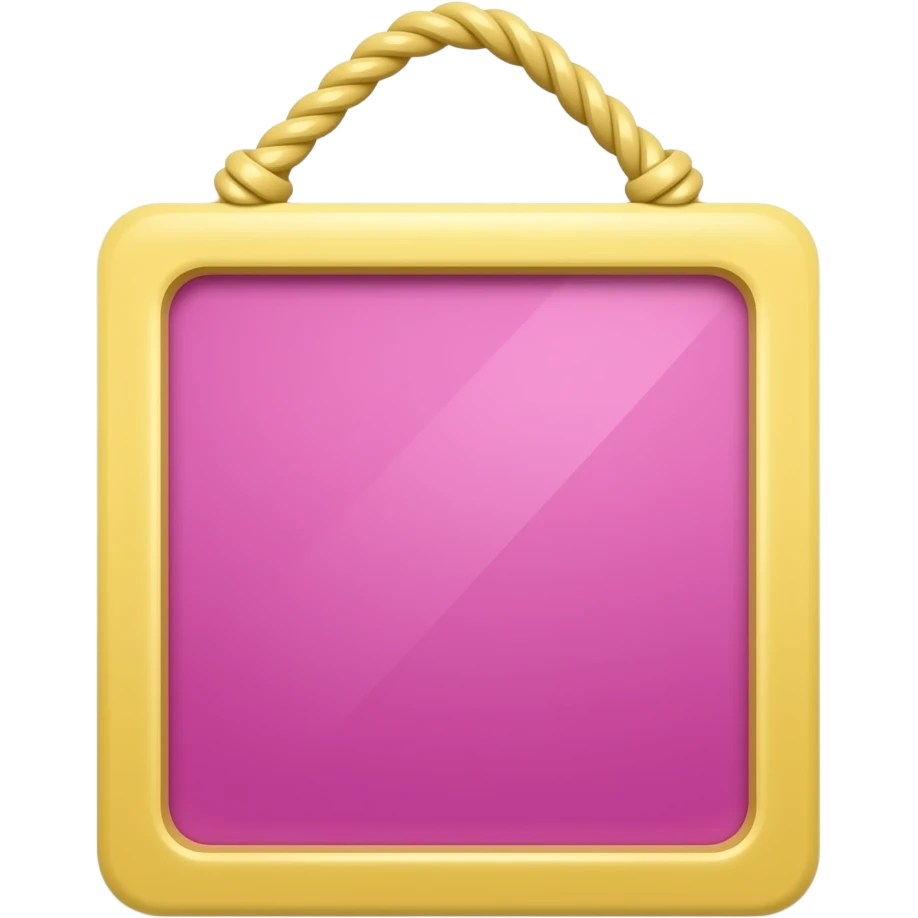 yellow and purple  hanging wall decor with a soft curved rope at the top and a square frame at the bottom inspired by Barbie colour palette emoji