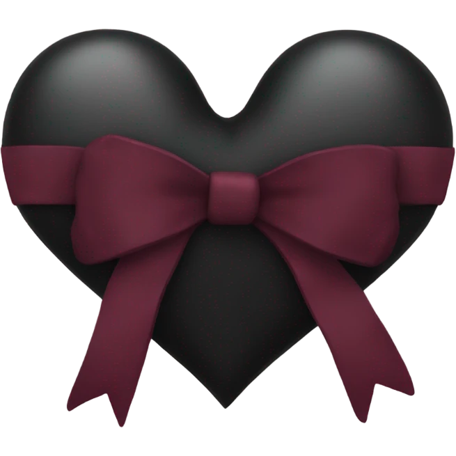 black heart with burgundy bow emoji