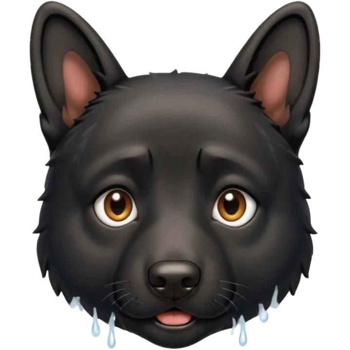 all black german shepherd face crying emoji