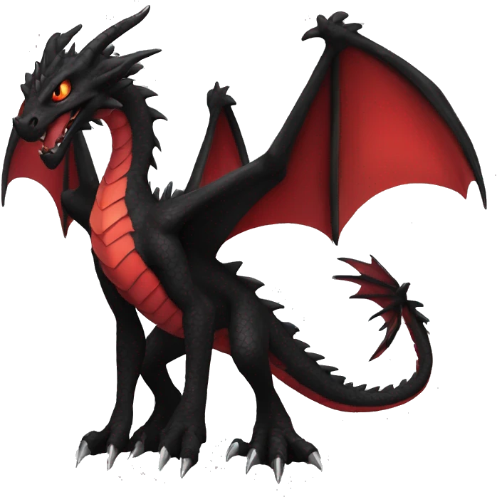 cool edgy black and red Dark-type dragon Pokémon full body emoji