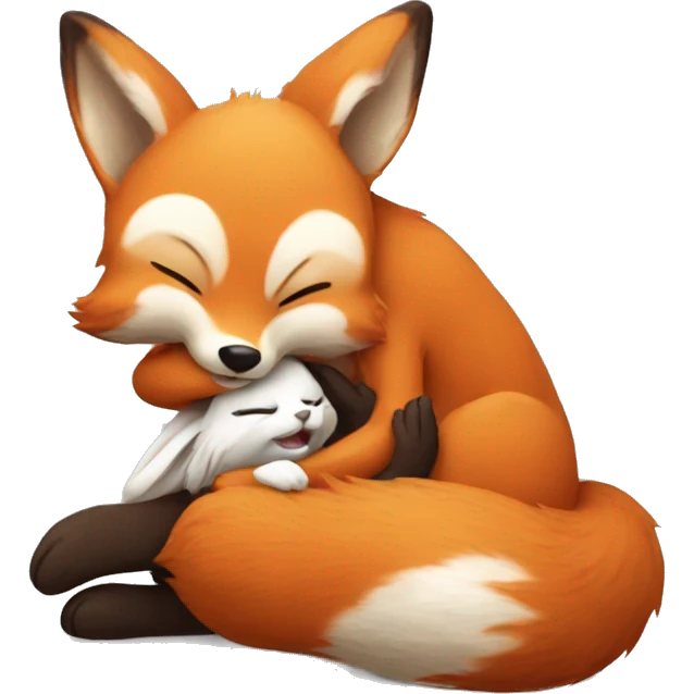 Fox is hugging rabbit emoji