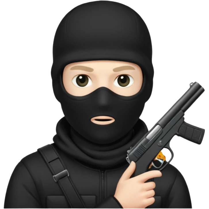 black ski mask guy with gun emoji