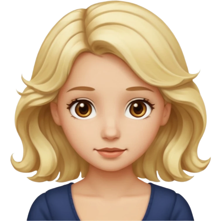 Make me a blonde girl with brown eyes, her hair a little past her shoulders. emoji