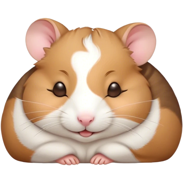 Meme-Worthy Cute Sleeping Brown and White Banded Hamster Portrait Emoji, Head resting peacefully with a contented smile, showcasing a delightfully compact build and a luxuriously soft banded fur of brown and white, eyes shut in a serene nap, Simplified yet hilariously adorable features, highly detailed, glowing with a soft, drowsy light, high shine, relaxed and utterly lovable, stylized with an air of playful laziness, bright and heartwarming, soft glowing outline, capturing the essence of a comically sleepy hamster, so meme-worthy it feels like it could instantly become the next viral sensation of adorable slumber! emoji