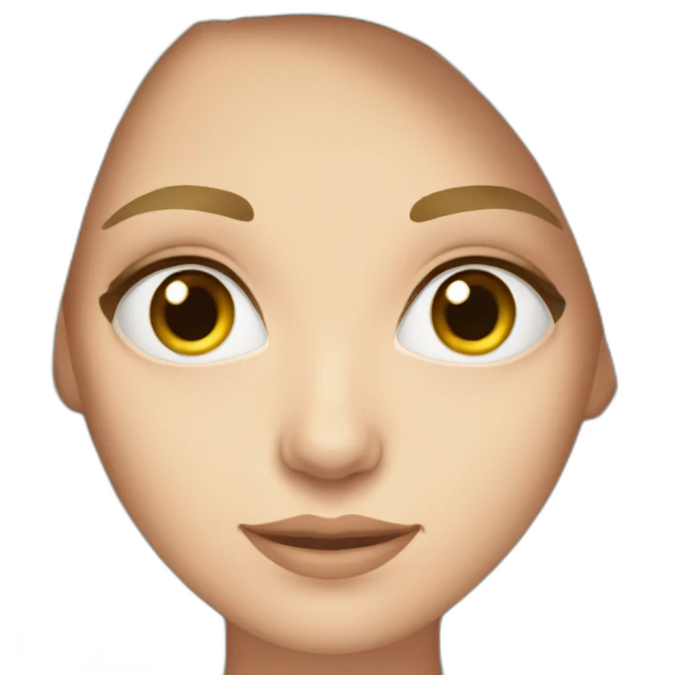 White woman, straight hair, almond eyes form, brown eyes emoji