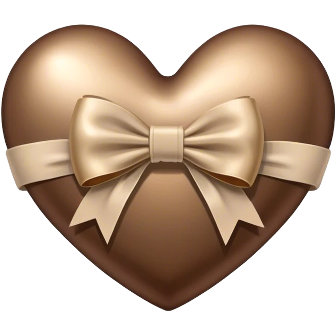 brown metallic heart with beige bow emoji